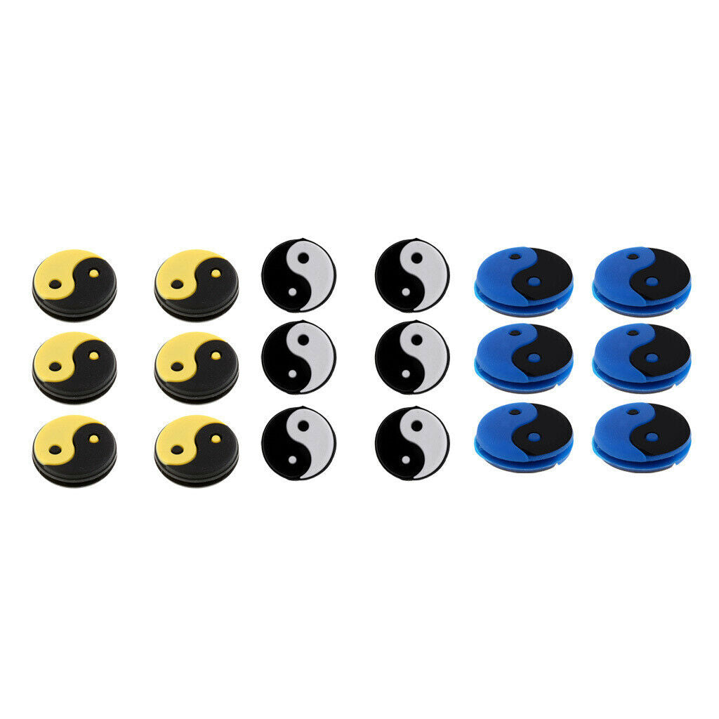 18 Pieces Silicone Yin and Yang Tennis Racquet Vibration Dampener Shock Absorber