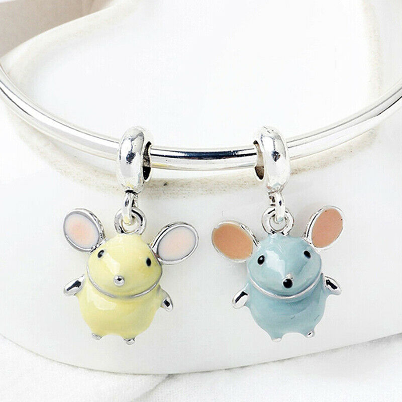 2x/set Enamel mouse pendant bangle trinket animal jewelry for women gi.l8