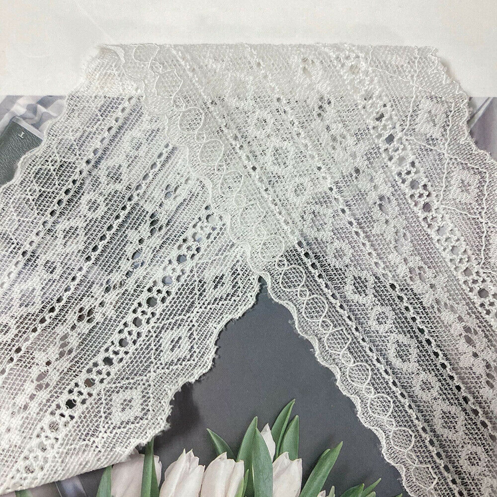 3Y Elastic Band Flower Embroidered Trim Lace Ribbon Fringe Clothing Sewing DIY