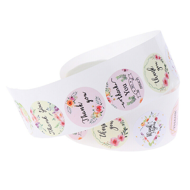 500pcs/roll round floral thank you stickers for package seal labe.l8
