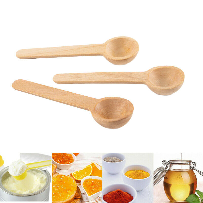 20Pcs Mini Wooden Salt Kitchen Cooking Spoons Sugar Salt Honey Coffee Tea Sp Kt