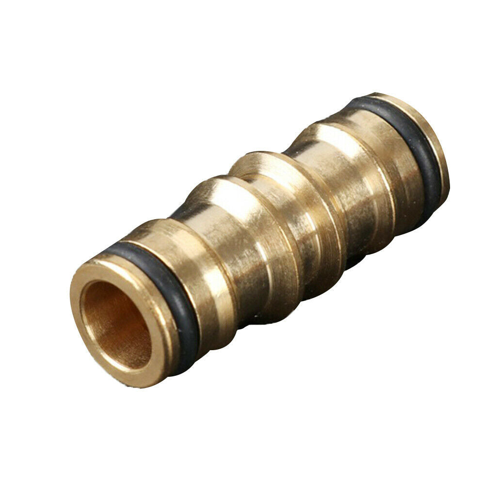 2-Way Copper Nipple Straight Connector Garden Water Hose Repair Quick Connector
