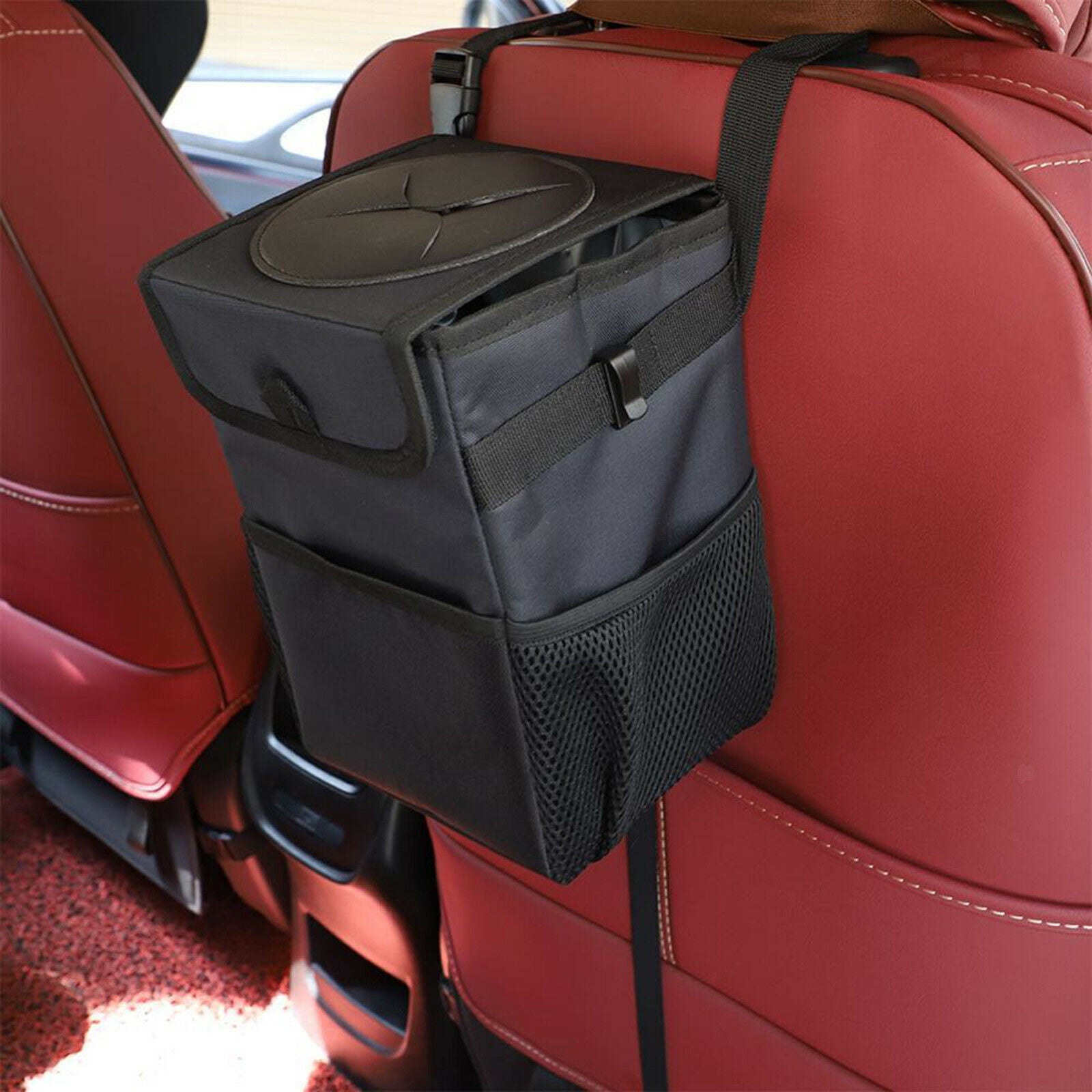 Collapsible Car Seat Trash Garbage Can Rubbish Waste Bin Waterproof Black