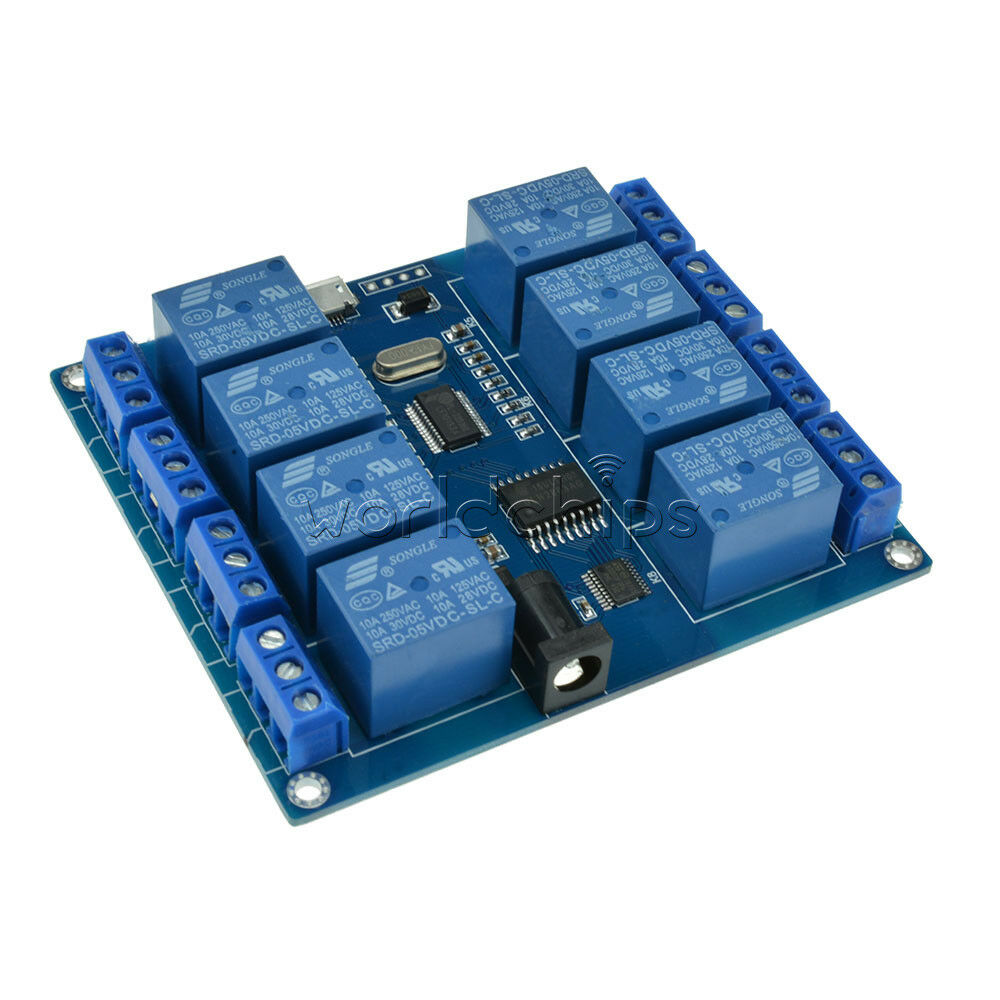 Micro USB 8-channel Relay Module 5V 10A Driver-free PC USB Control ICSE014A