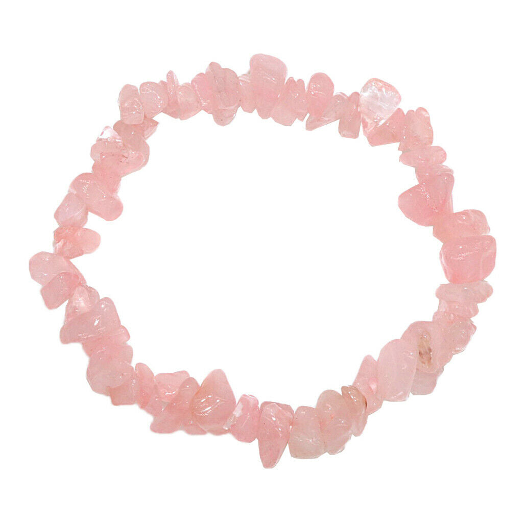 Natural Crystal Stone Gravel Bracelet Beaded Lovers Bracelet Pink