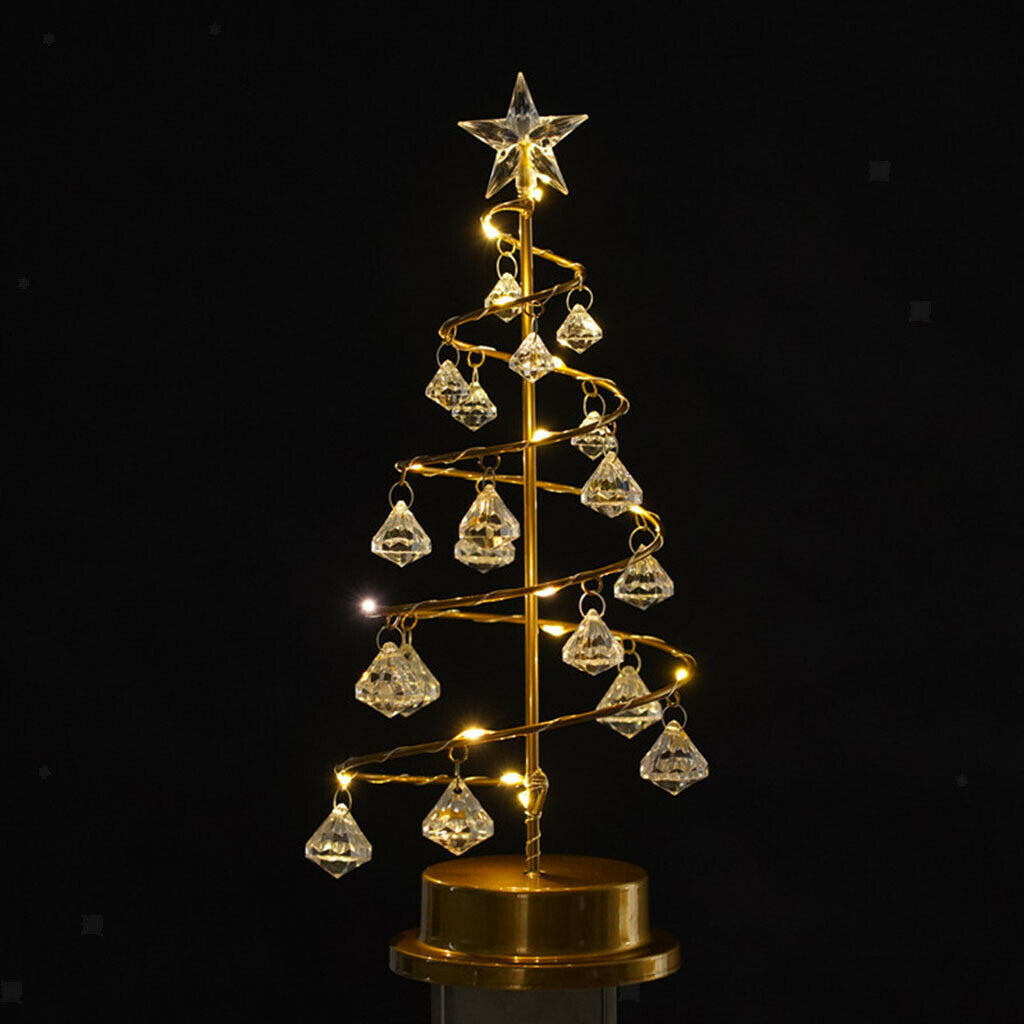 Christmas Tree Lamp Crystal White Night Light for Desk Decor Home Indoor