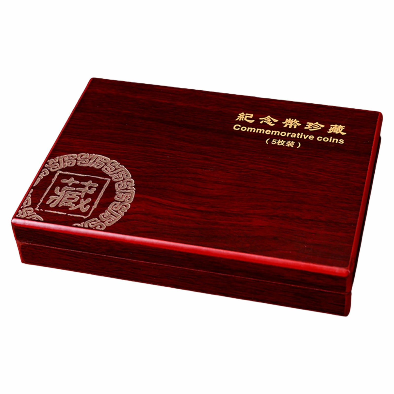 Wooden Coin Box for Collectors - Wood Coin Display Case for 5pcs 27mm Diameter