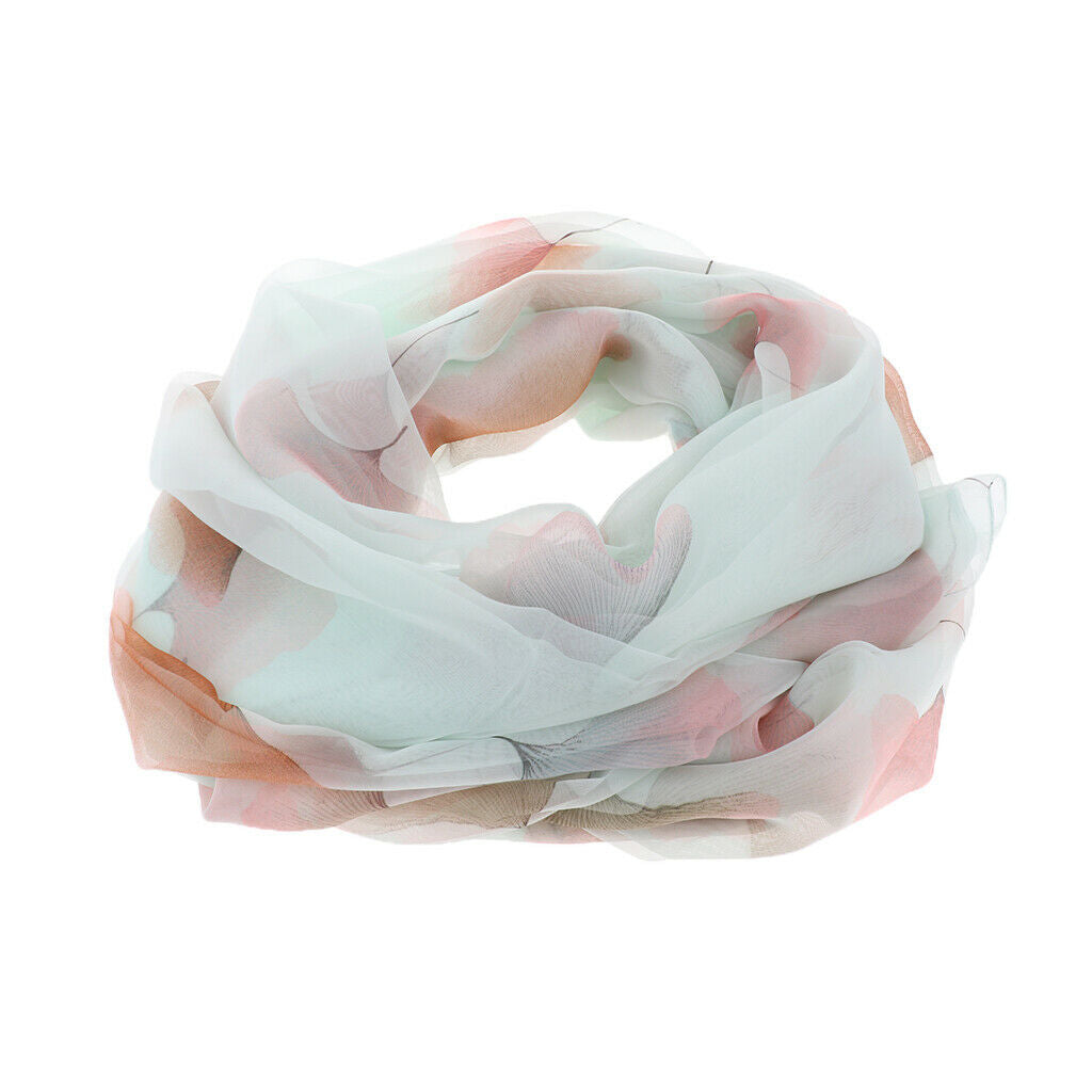 Spring Summer Lightweight Long Scarves Flower Women Shawl Wrap Light Green