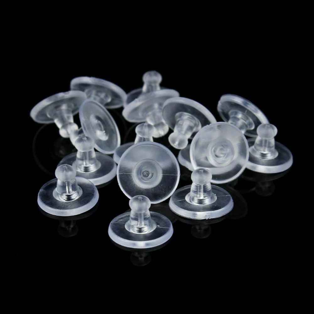 100pcs Silicone Earring Backs Clear Soft Rubber Ear Stud Blocked Stoppers 10mm