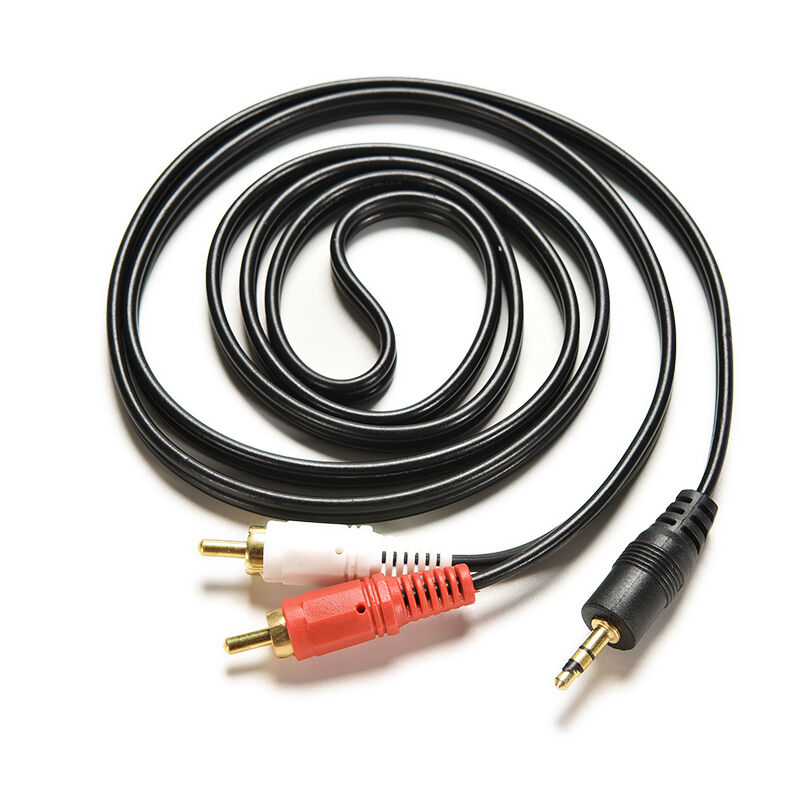 1.5m 5 ft Y 3.5mm Male Plug to Dual 2RCA Jack Cable Stereo PC Audio Splitter WB