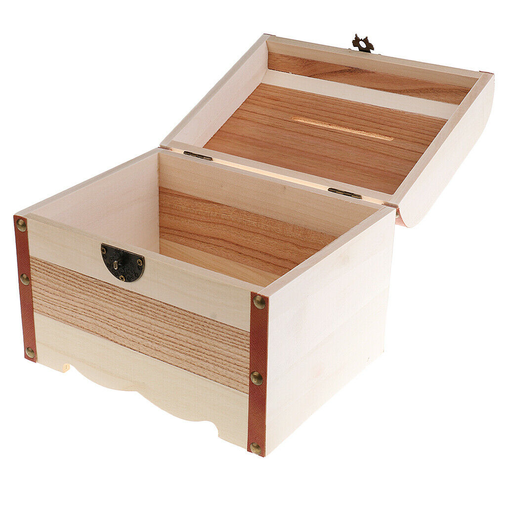 Wooden Safe Mony Box Piggy Bank for Children Birthday Christmas Gift Large