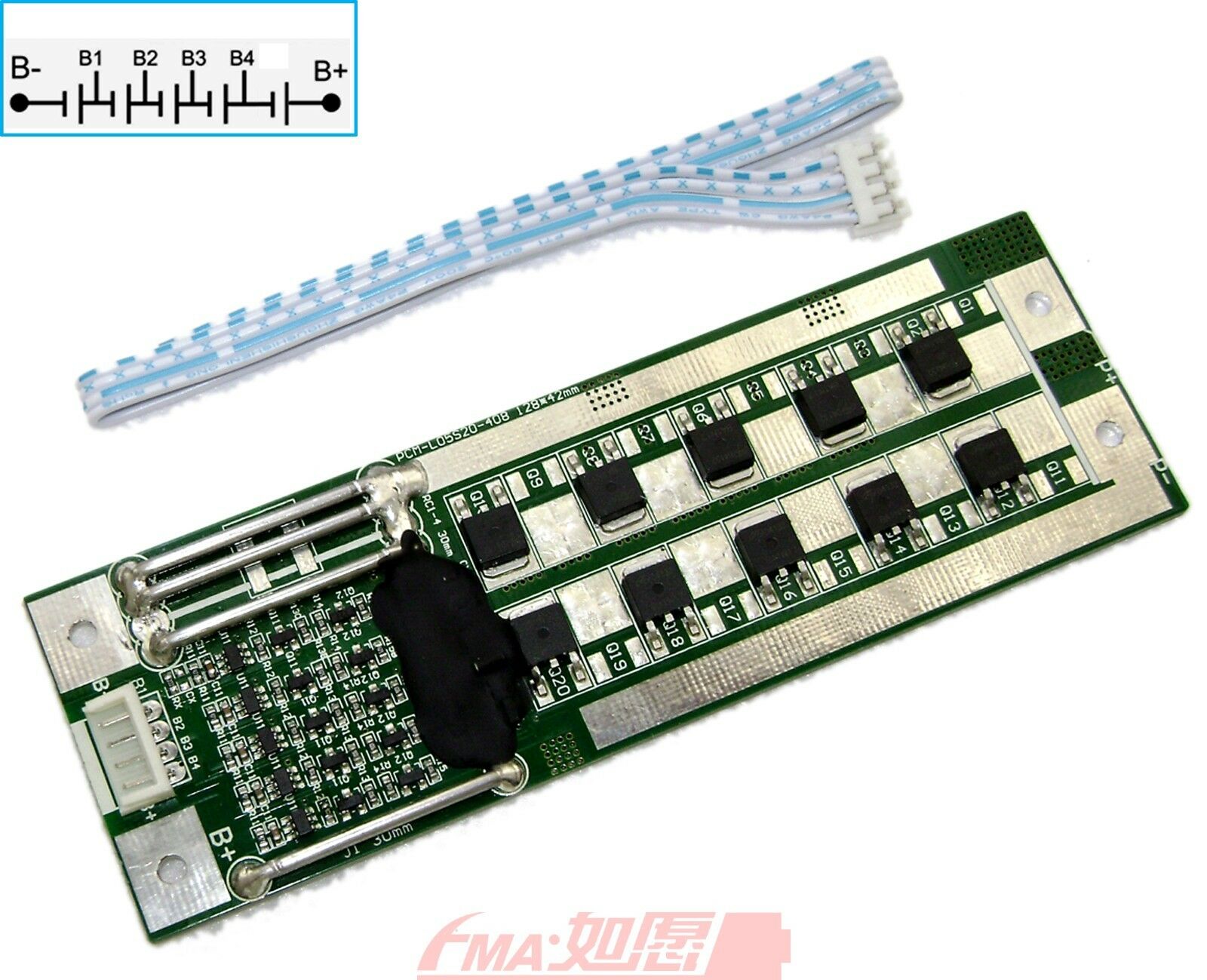2Pcs 5S LiFe PCM BMS Protection Circuit Module for 16V LiFePO4 Battery 5S20 408
