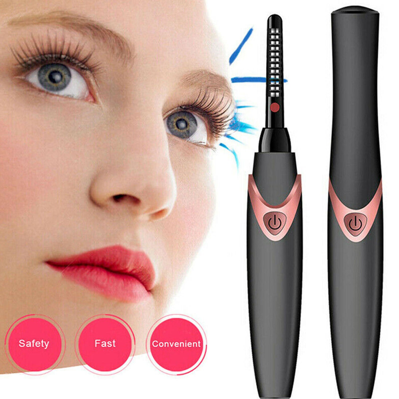 USB Rechargeable Electric Heated Eyelash Curler Beauty Makeup Tool Portable