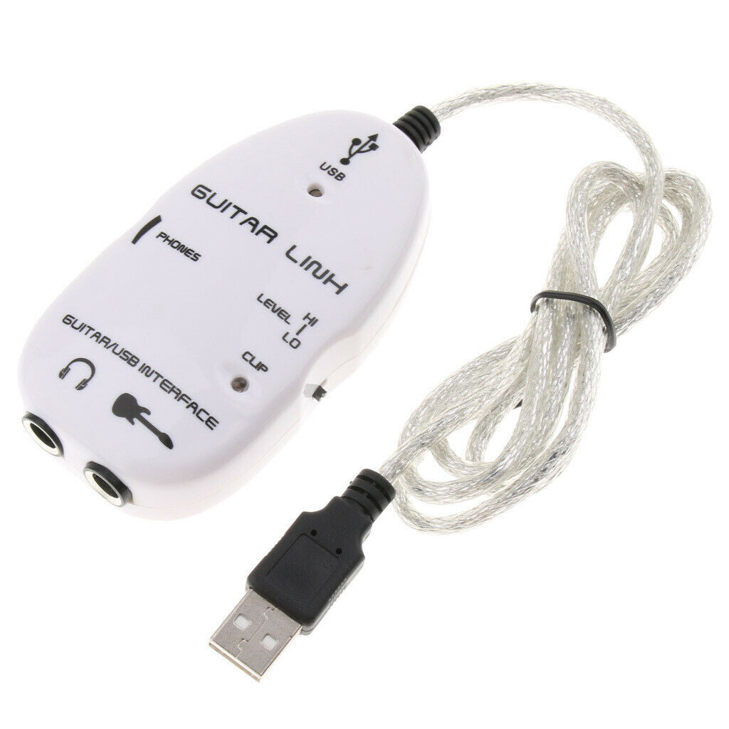 Guitar to USB Link Cable Stereo Headphone Adapter for Instruments Recording