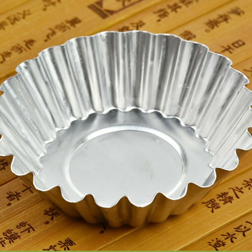 100Pc Non-stick Reusable Cupcake Muffin Baking Cup Aluminum Alloy Egg Tart Molds