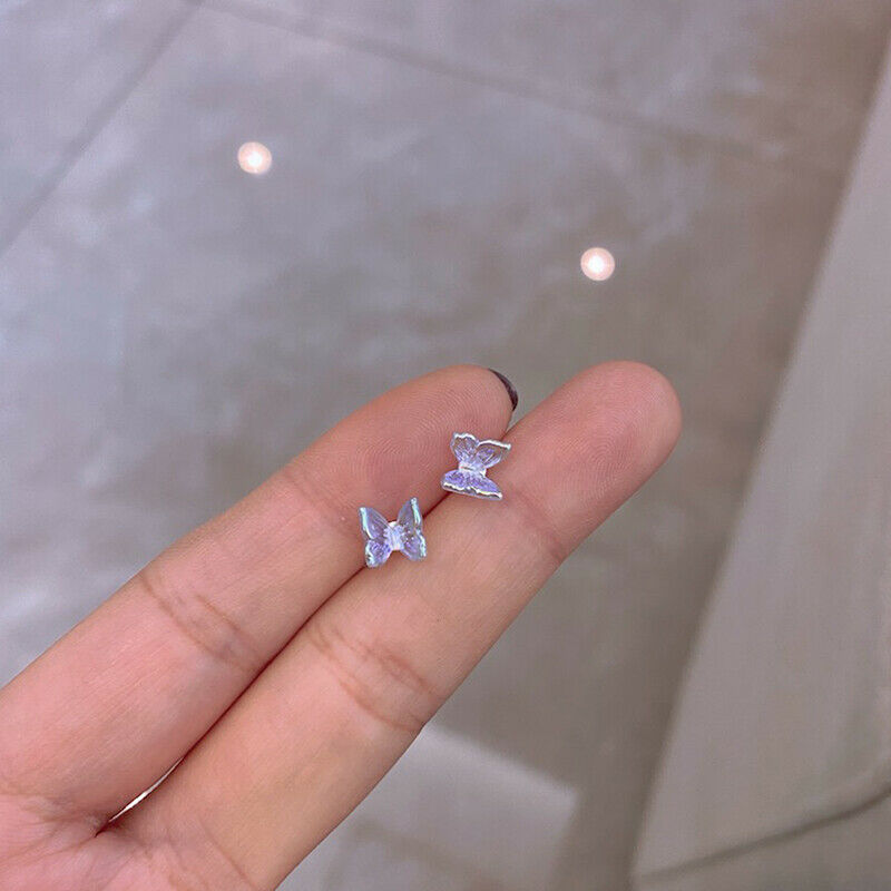 8cps Little Butterfly Stud Tragus Earring For Women Acrylic Rainbow   Earrin Qx