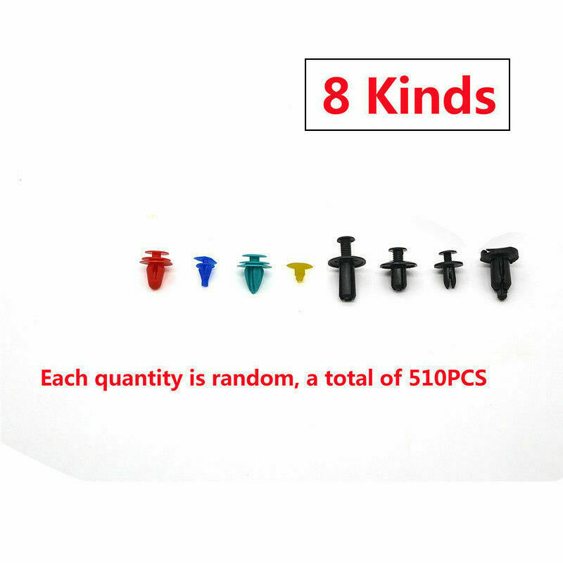 510PCS 8 Kinds Auto Door Bumper Fenders Fastener Retainer Rivet Push Pin Clip