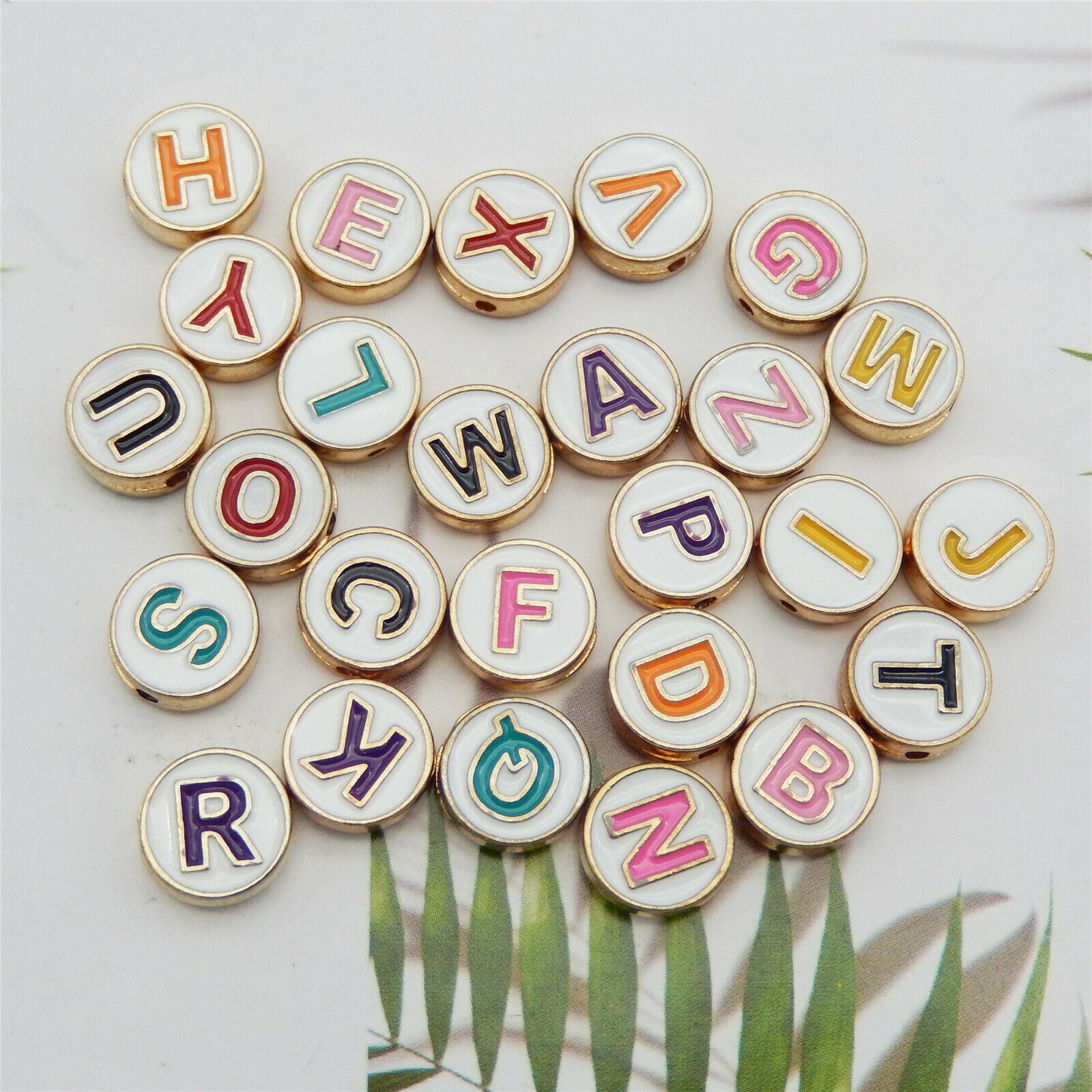 Wholesale Mixed Lot Colorful Enamel 26 Letter Alphabet Loose Beads DIY Findings