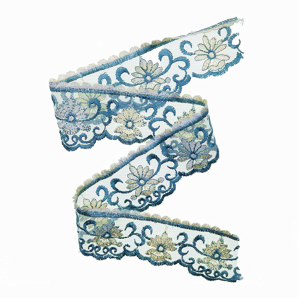 2 Yard Thread Embroidery Border Glitter Net Lace Bridal Wedding Dress Fabric