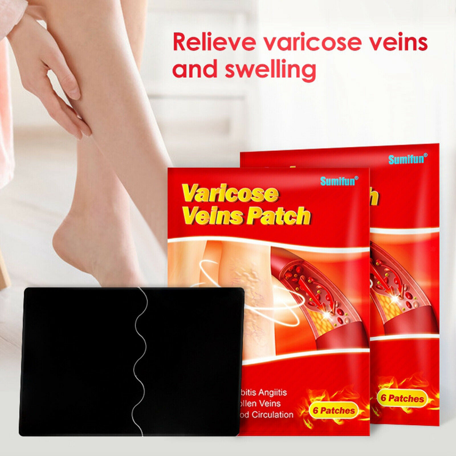 12Pcs Varicose Veins Plaster Varicosity Angiitis Herbal Patches 7 x 10 cm
