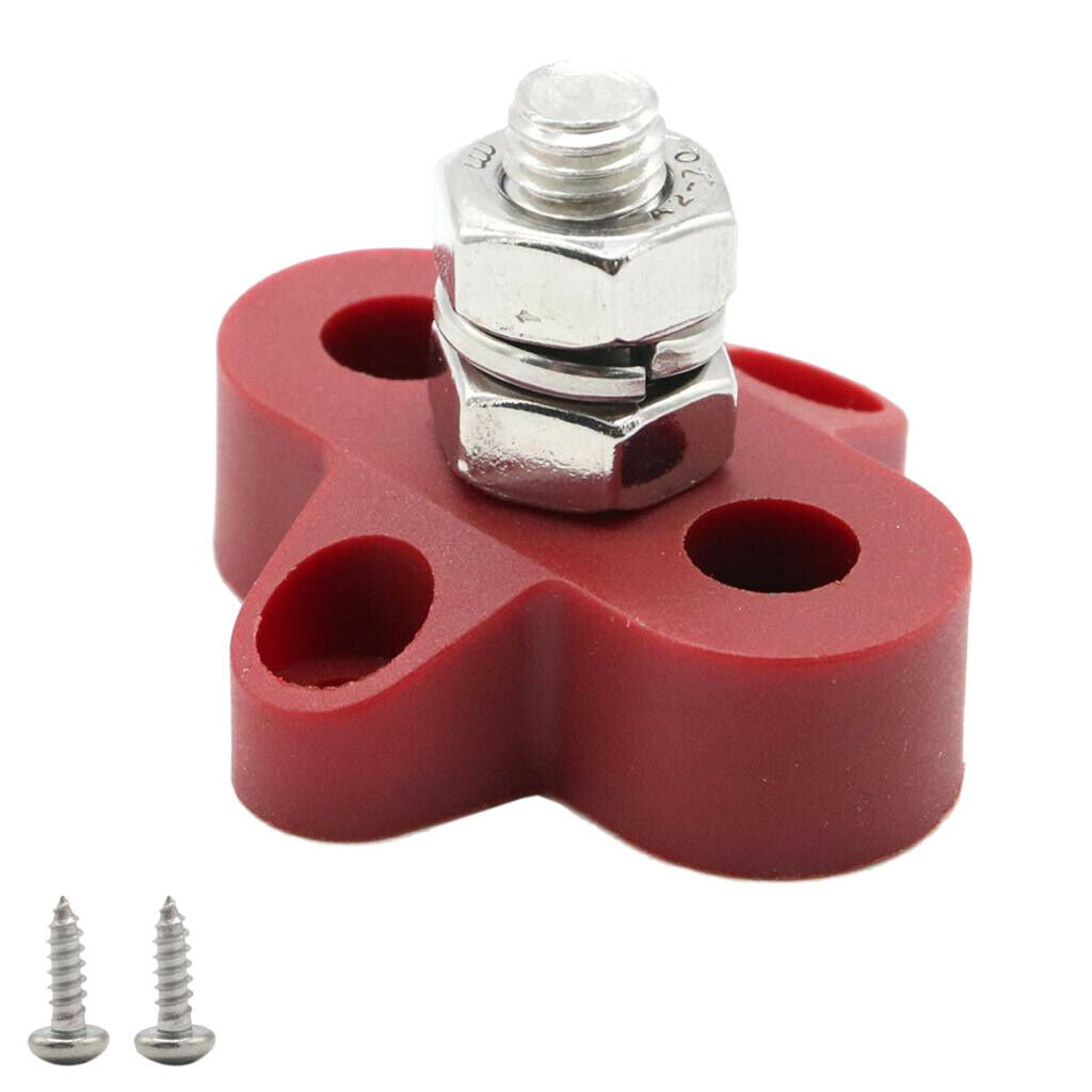 Boat DC48V Heavy Duty Single Terminal Stud M8 Power Distribution Block Red