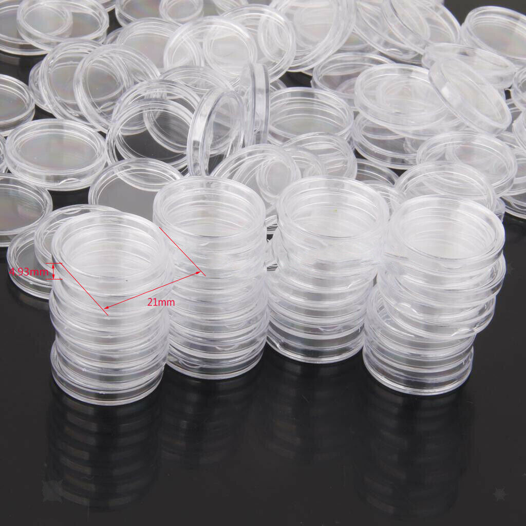 600 Pieces Transparent Plastic Coin Display Capsules Protection 21mm Dia