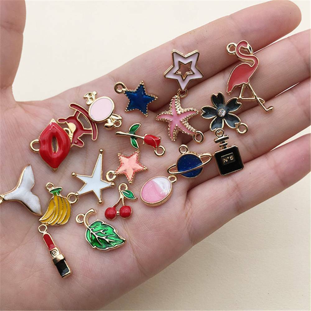 20pcs/Set Enamel Mixed Alloy Pendant Charms Jewelry DIY Accessories Random