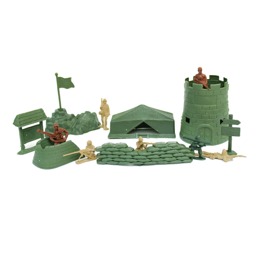 Plastic   Base Playset Army Men Soldiers Accs - 7pcs Castle Buliding