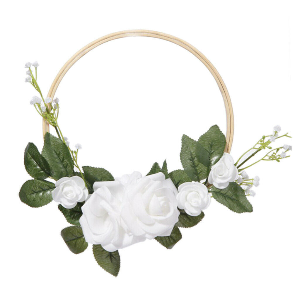 20cm Artificial Flower Rattan Wreath Door Hanging Garland for Wedding Home D