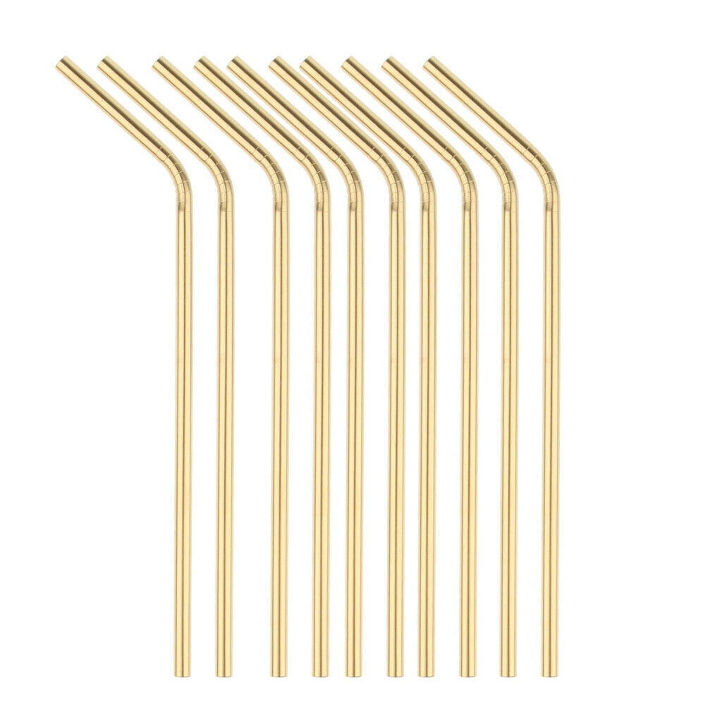 10 Pcs Reusable Bent Stainless Steel Straws Environmentally Friendly 21cm