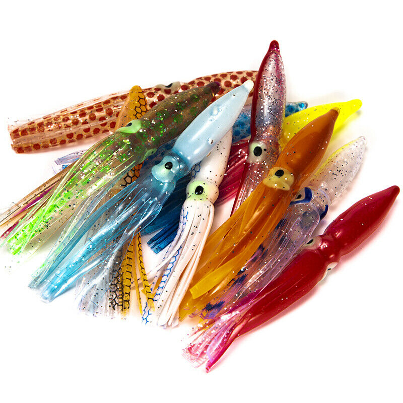 10pcs 8cm Soft Lure Squid Artificial Bait Lures Octopus Tuna Sailfish Ba*AU BU