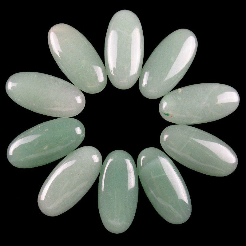 8pcs 30x15x6mm Natural Green Aventurine 34g Oval Cab Cabochon A-301JM