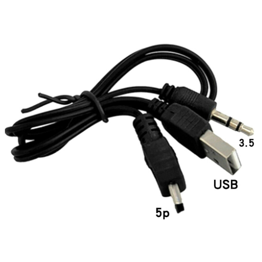 USB2.0 Charging Cord to Mini USB Male 3.5mm Jack Plug Audio Bluetooth Cable OZDD