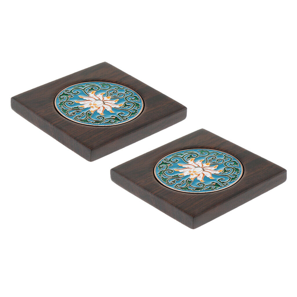 2 Pieces Wood Coaster Saucer Wood Drinks Coffee Cup Mat Pad Tea Cup Placemat