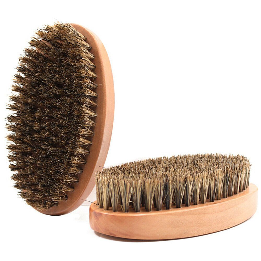 Wooden Oval Bristles Brush Mens Beard Brush Mustache Hair Styling Grooming Tool
