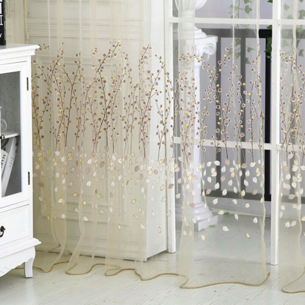 100x200cm Plum Blossom Wintersweet Curtain Tulle Room Divider -Yellow