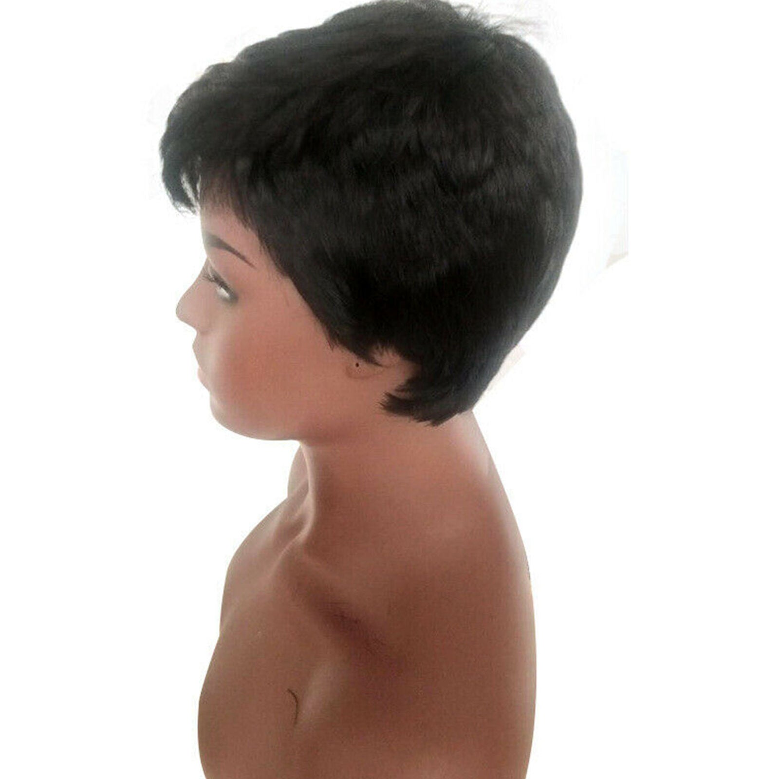 Fashion Women Short Cut Wig Full Wigs Wavy Hair Black Boycut Fiber