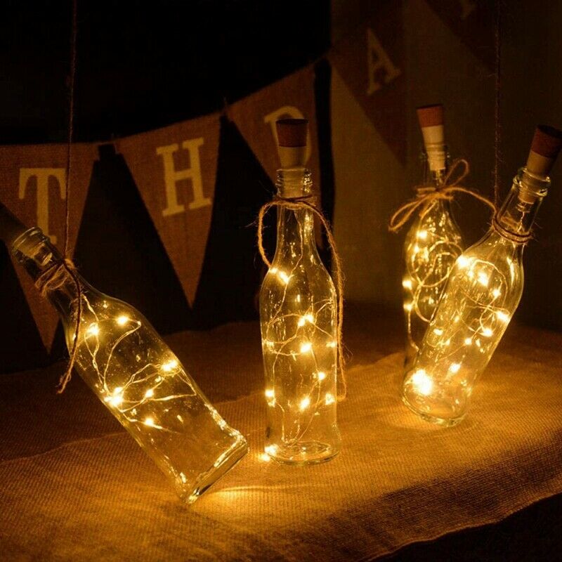 4X(4 St Led Wine Bottle with Cork 20 LED Bottle Lights Battery Cork K2K9)
