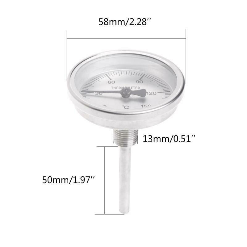 1/4 PT Thread Stainless Steel Thermometer Moonshine Kitchen Food Cooking Gauge