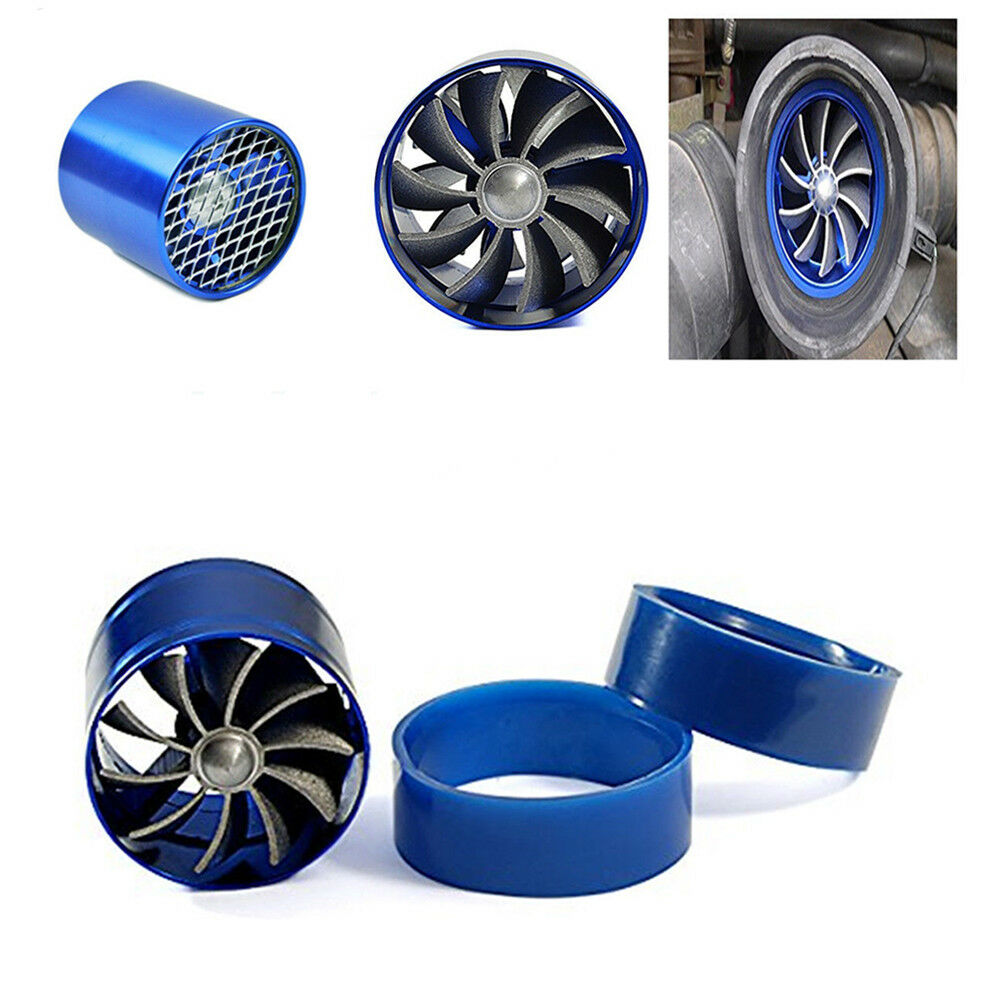 Double Fan Car Air Intake Turbonator Engine Turbine Super Charger Gas Fuel Saver