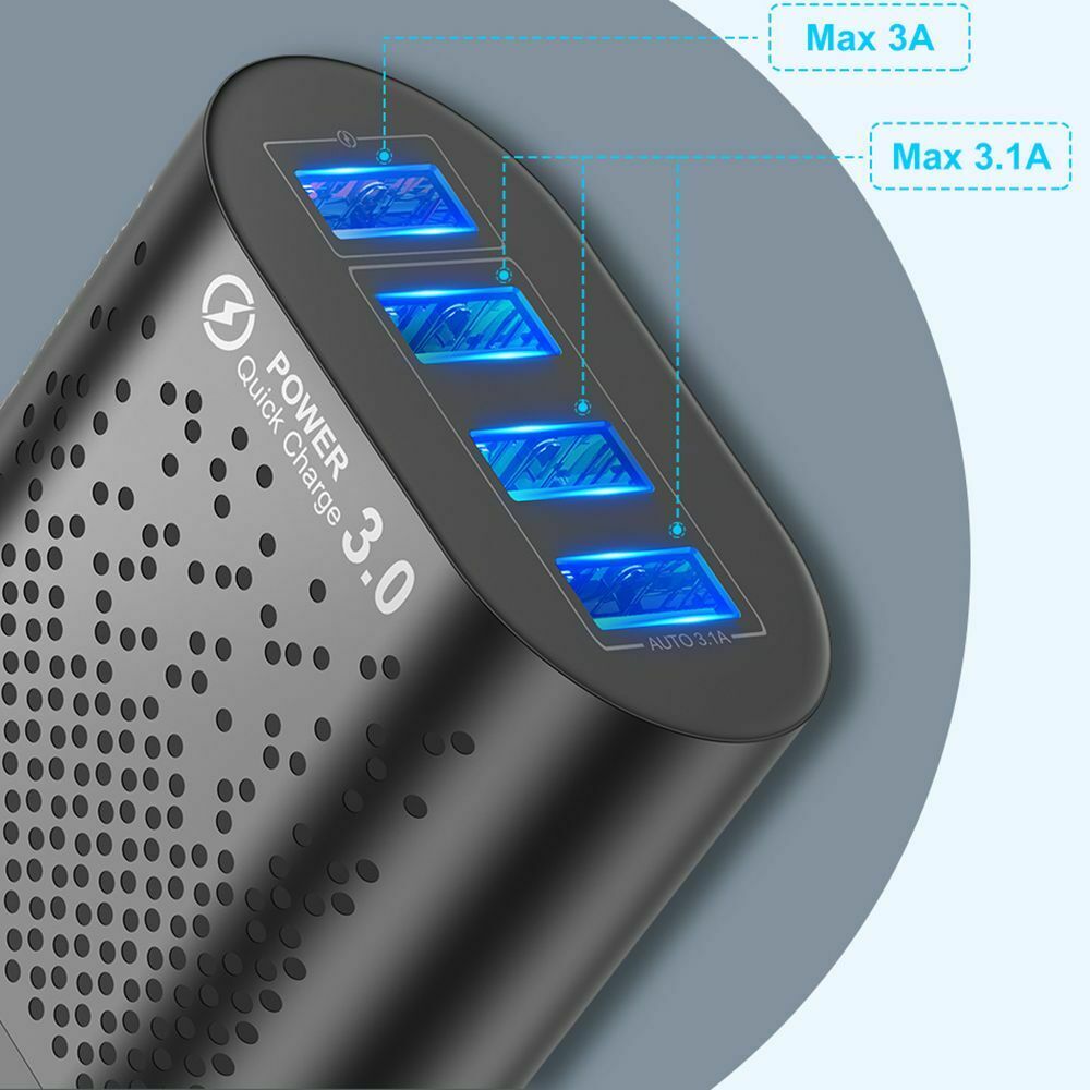 Travel Portable Mobile Phone Quick Charge 4 USB Port Charger Adapter US Plug