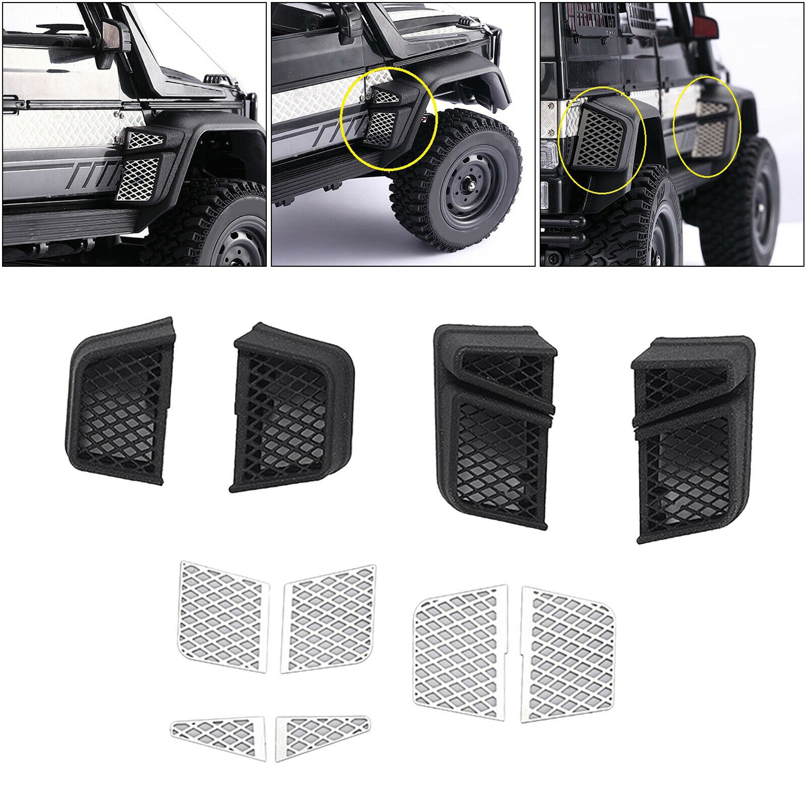 Front Rear Wheel Eyebrow Side Exhaust Grille Kit for MN86S MN86KS RC Crawler