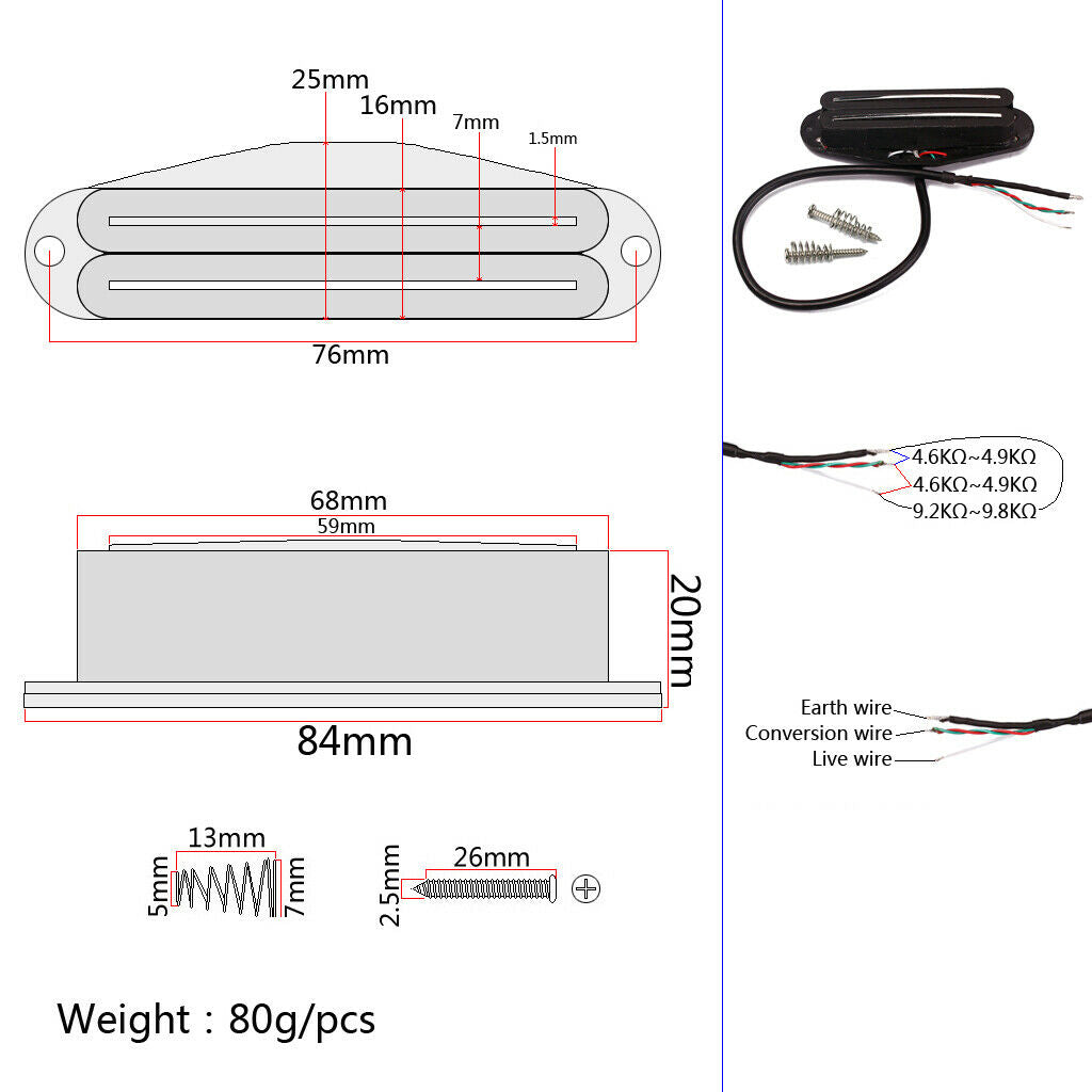 Lovoski Hot Twin Blade Guitar Pickup Replace Single Coil W/  Rails