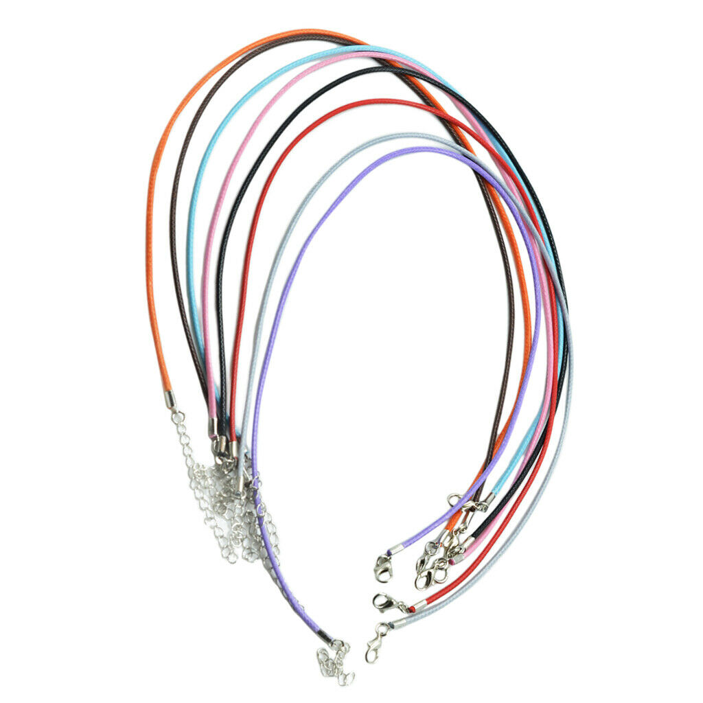8Pc Mix Waxed Necklace Cord Chain with Lobster Claw Clasp DIY Jewelry Making
