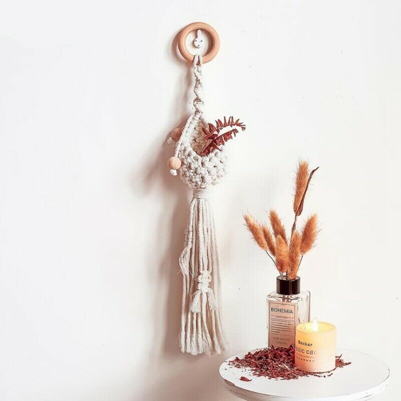 3Pcs Macrame Plant Hanger Cotton Linen Flower Basket Lifting Rope Hanging BaJ8X7