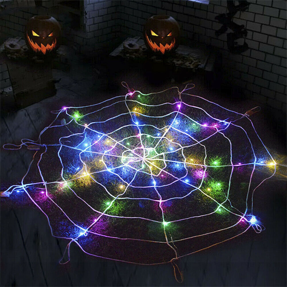 Halloween Giant LED Spider Web Party Props Haunted House Decor Outdoor Decor UK