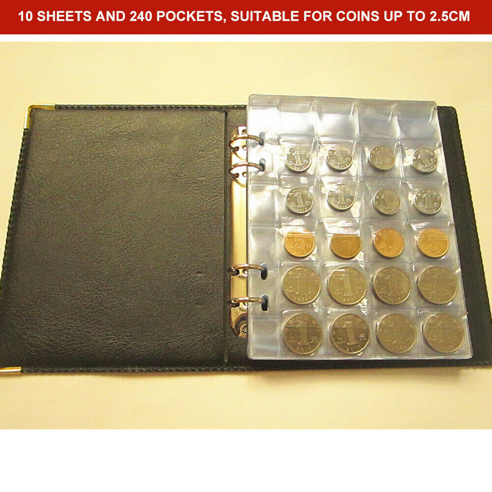 240 Pockets Coins Collection Stock Book Penny Storage Holder Binder Album Case