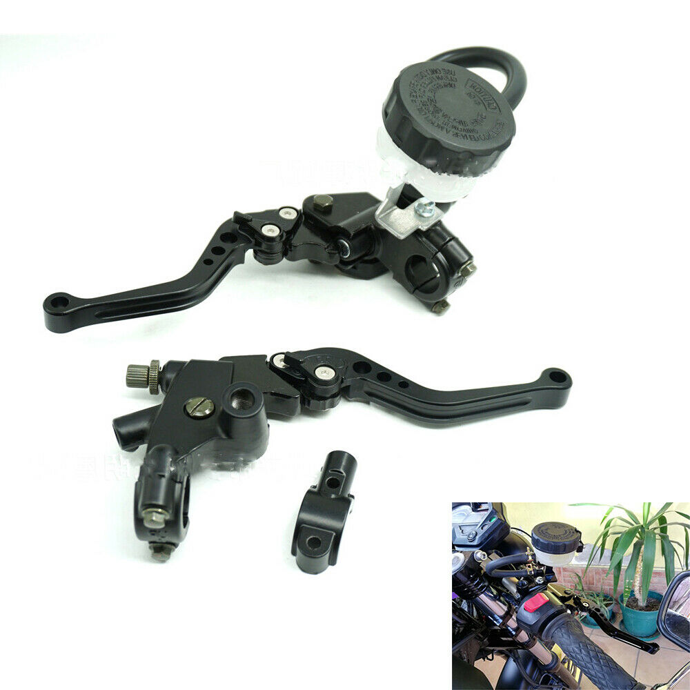 2x 7/8'' 22mm Motorcycle Brake Clutch Master Cylinder Reservoir Levers Universal