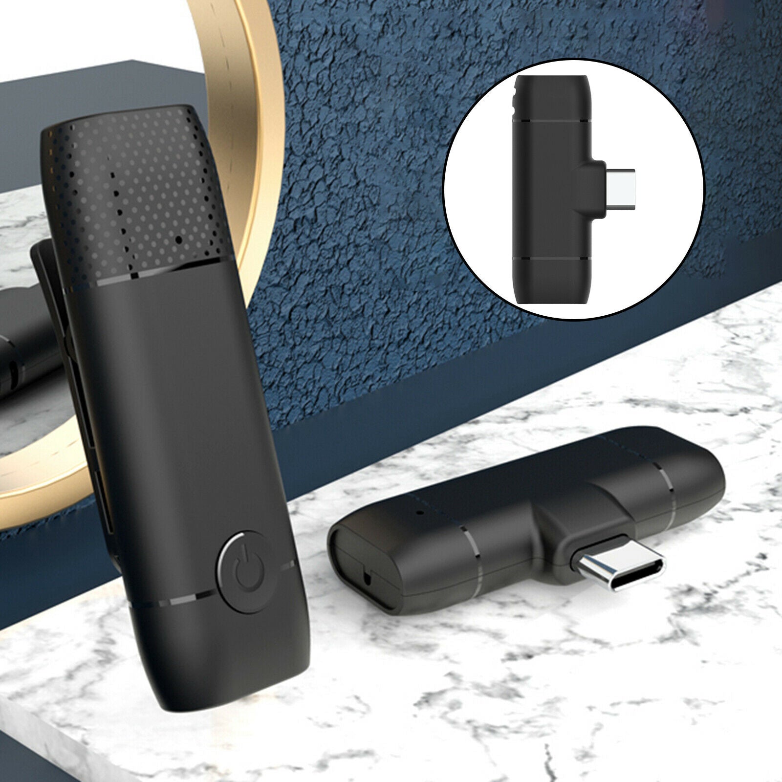 Portable USB Type-C Wireless Lavalier Microphone System Clip on Mic