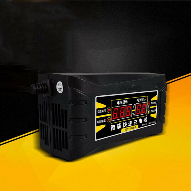 12V 6A Car Motorcycle Smart Fast Lead-acid Battery Charger LCD Display US PlBDA